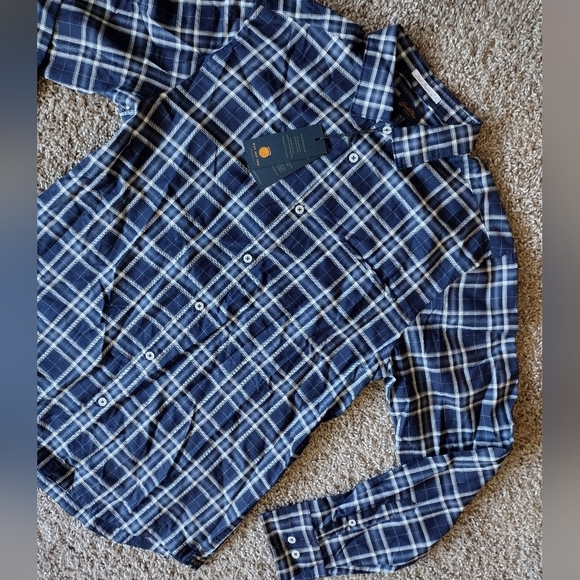 Good Man Brand Blue Plaid Long Sleeve Men's Button Down Shirt NWT - Picture 2 of 8